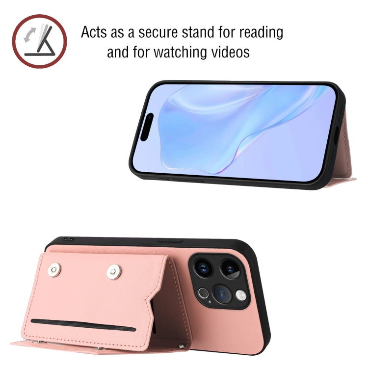 For iPhone 14 Pro Max Skin Feel Four Card Slots Phone Case with Wrist Strap
