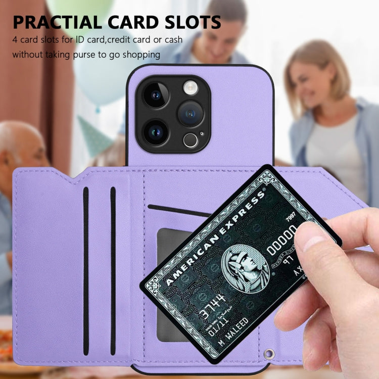For iPhone 14 Pro Max Skin Feel Four Card Slots Phone Case with Wrist Strap