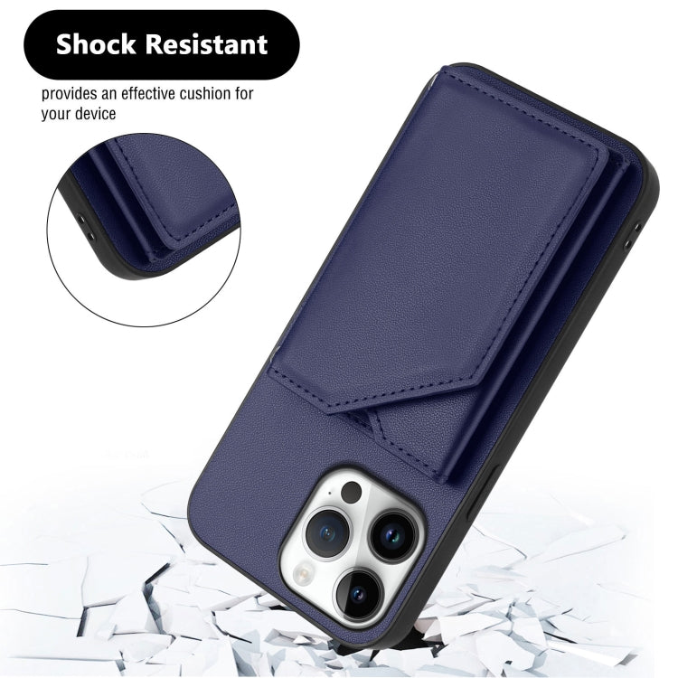 For iPhone 16 Pro Max Skin Feel Four Card Slots Phone Case with Wrist Strap