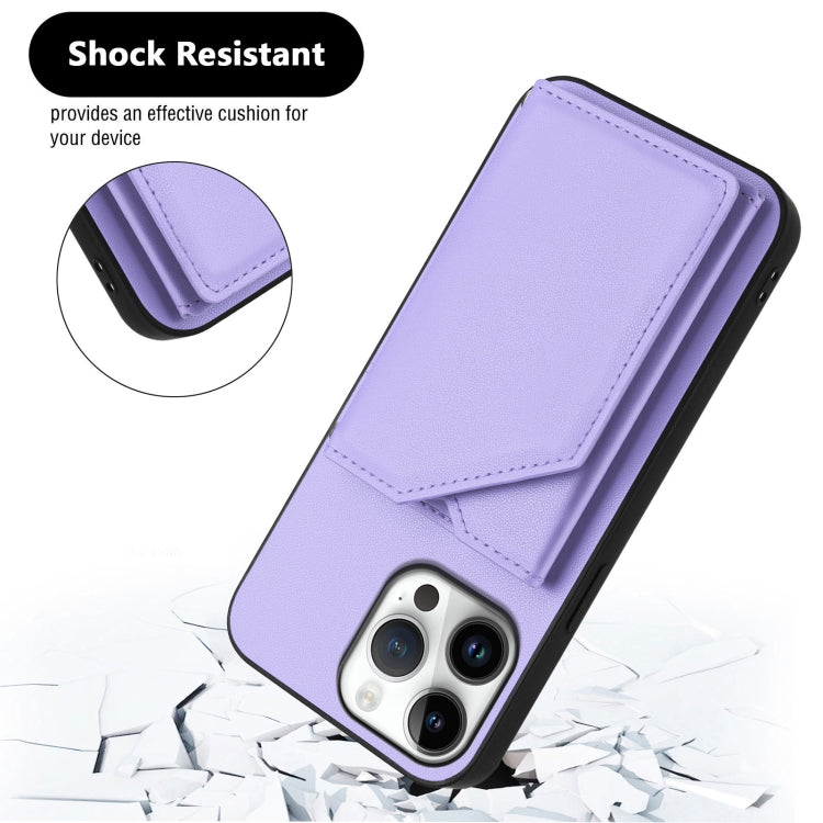 For iPhone 16 Pro Max Skin Feel Four Card Slots Phone Case with Wrist Strap