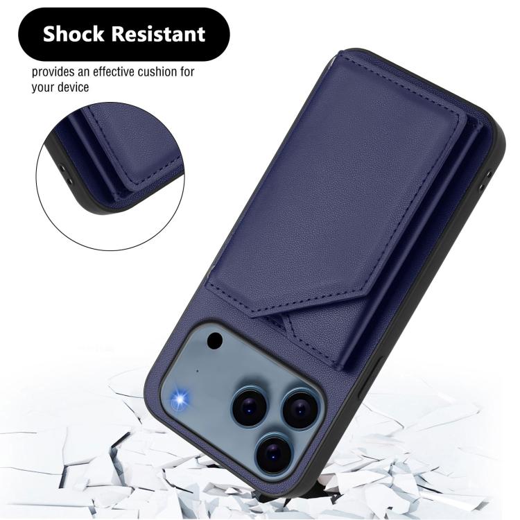 For iPhone 17 Pro Skin Feel Four Card Slots Phone Case with Wrist Strap