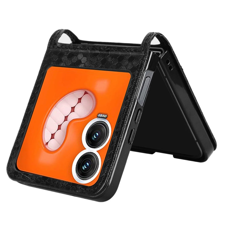 For Infinix Zero Flip Honeycomb Dot Texture Card Slot Leather Phone Case