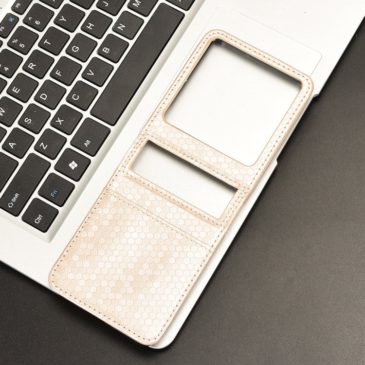 For Infinix Zero Flip Honeycomb Dot Texture Card Slot Leather Phone Case