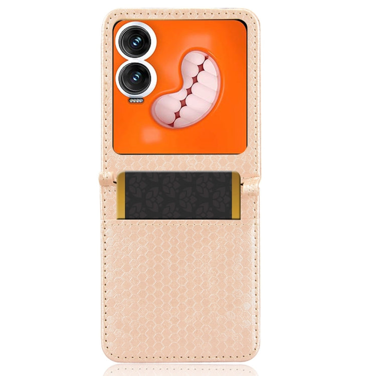 For Infinix Zero Flip Honeycomb Dot Texture Card Slot Leather Phone Case