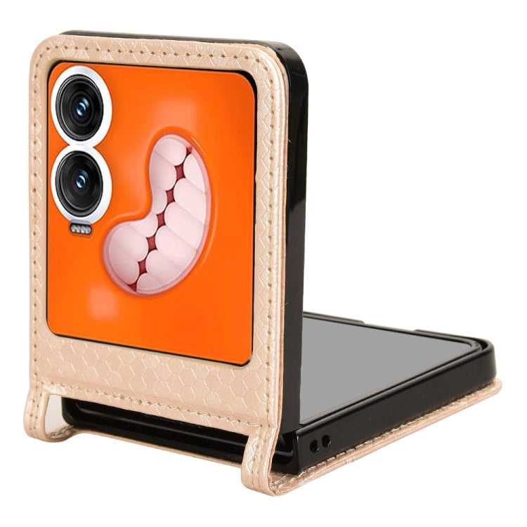 For Infinix Zero Flip Honeycomb Dot Texture Card Slot Leather Phone Case