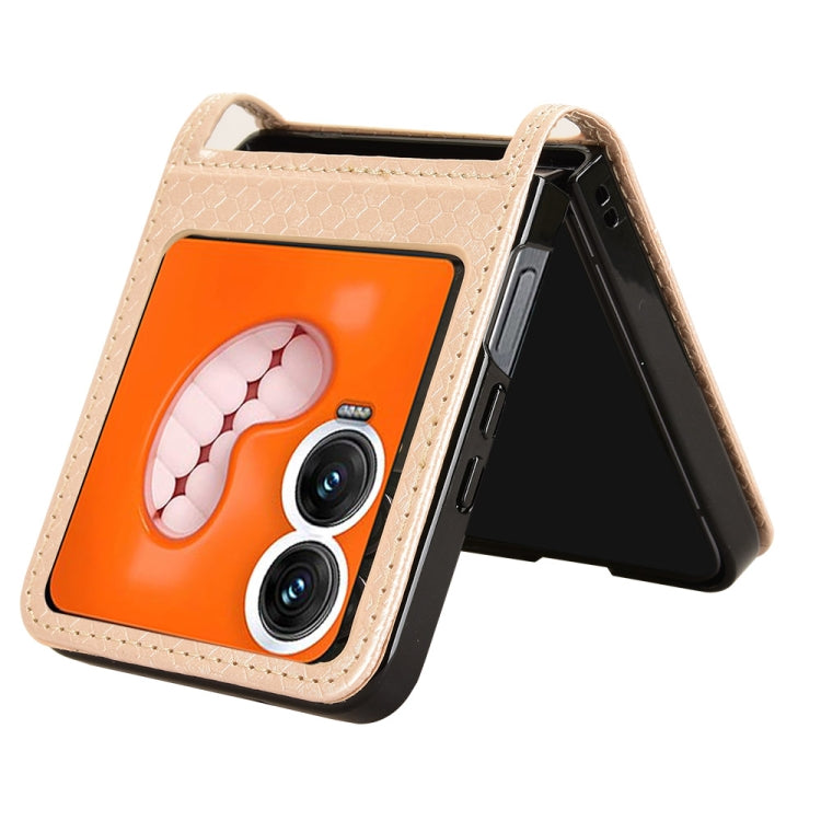 For Infinix Zero Flip Honeycomb Dot Texture Card Slot Leather Phone Case