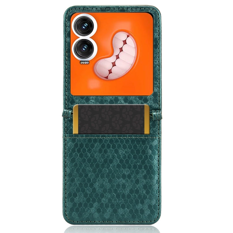 For Infinix Zero Flip Honeycomb Dot Texture Card Slot Leather Phone Case
