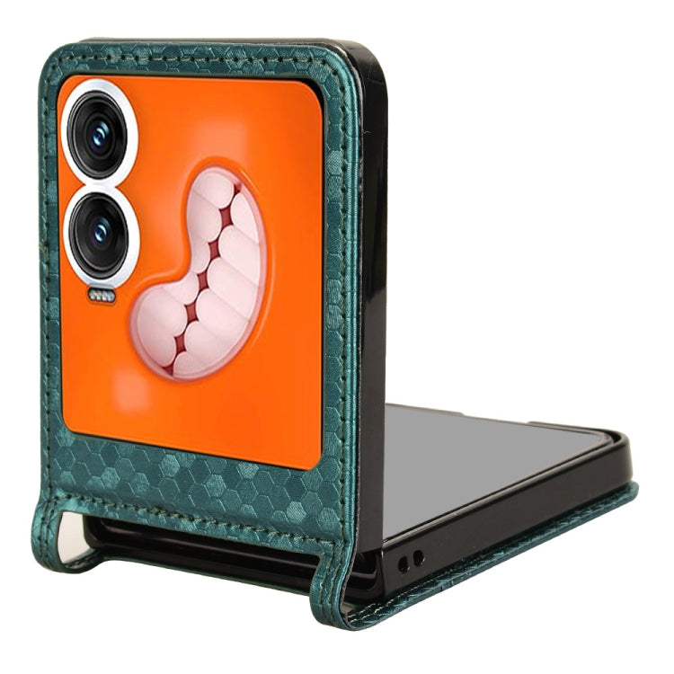 For Infinix Zero Flip Honeycomb Dot Texture Card Slot Leather Phone Case