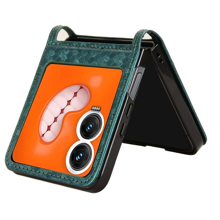 For Infinix Zero Flip Honeycomb Dot Texture Card Slot Leather Phone Case