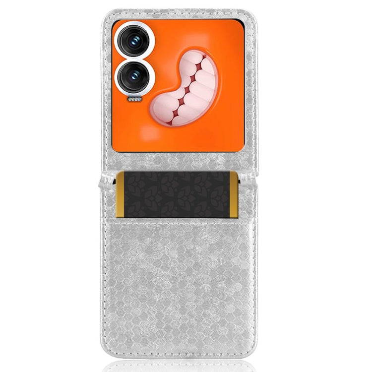 For Infinix Zero Flip Honeycomb Dot Texture Card Slot Leather Phone Case