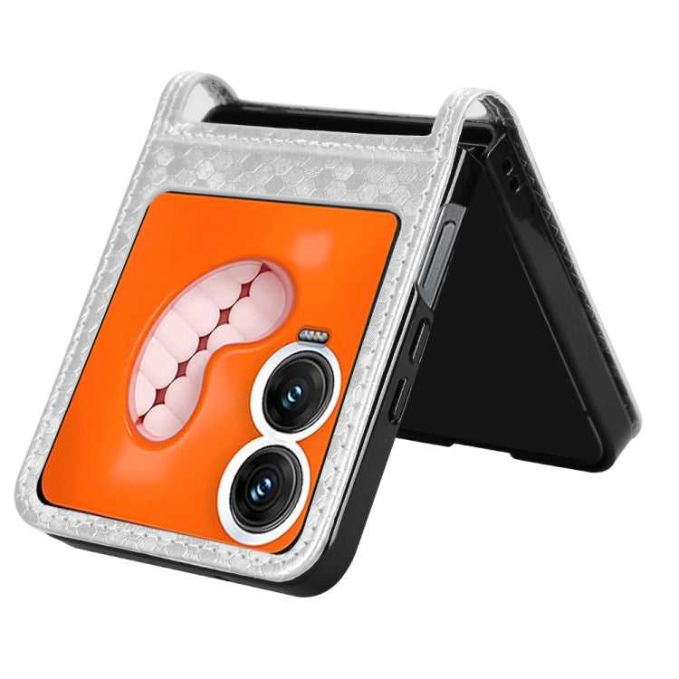 For Infinix Zero Flip Honeycomb Dot Texture Card Slot Leather Phone Case