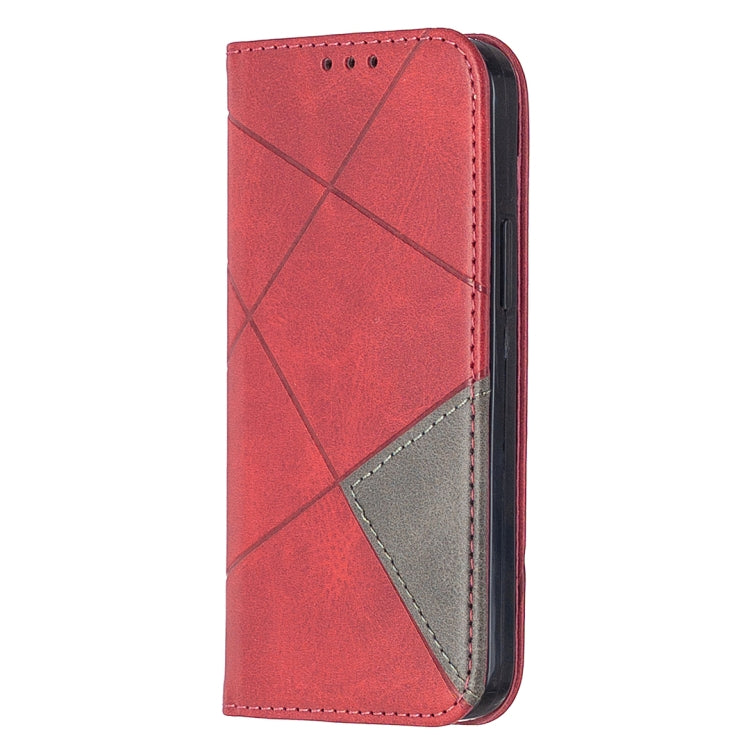 For iPhone 12 mini Rhombus Texture Horizontal Flip Magnetic Leather Case with Holder & Card Slots