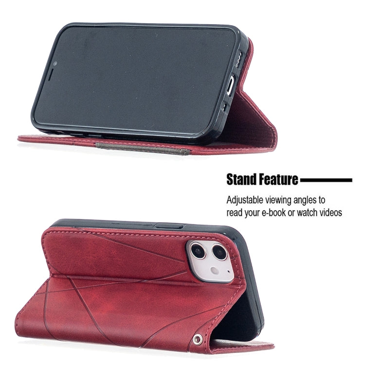 For iPhone 12 mini Rhombus Texture Horizontal Flip Magnetic Leather Case with Holder & Card Slots