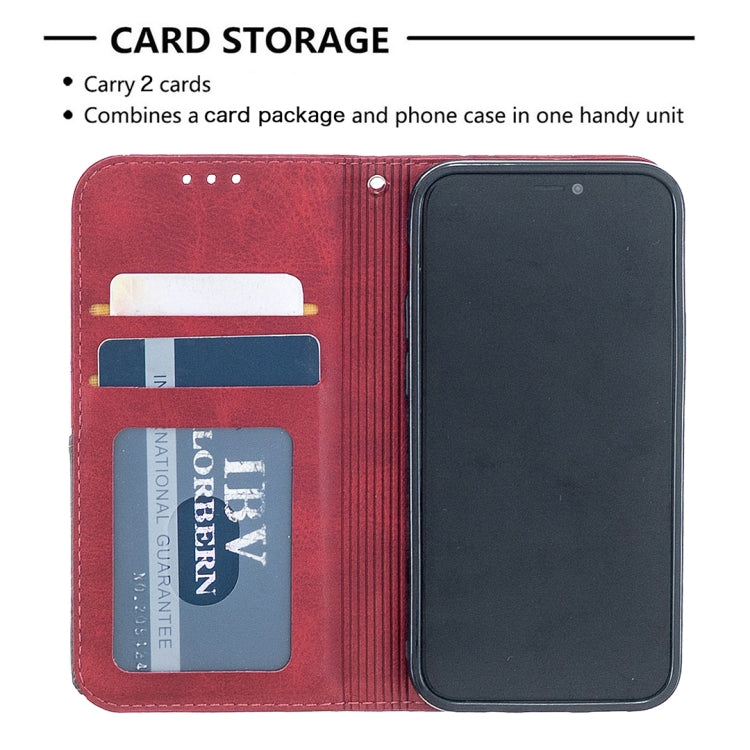 For iPhone 12 mini Rhombus Texture Horizontal Flip Magnetic Leather Case with Holder & Card Slots