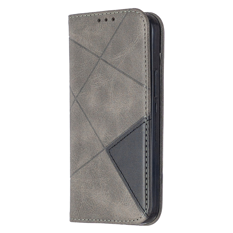 For iPhone 12 mini Rhombus Texture Horizontal Flip Magnetic Leather Case with Holder & Card Slots
