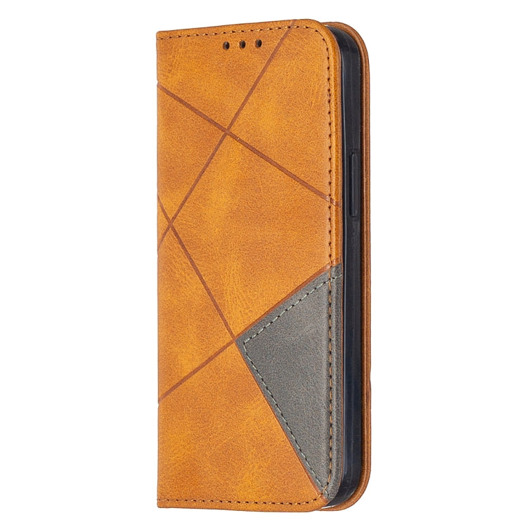 For iPhone 12 mini Rhombus Texture Horizontal Flip Magnetic Leather Case with Holder & Card Slots
