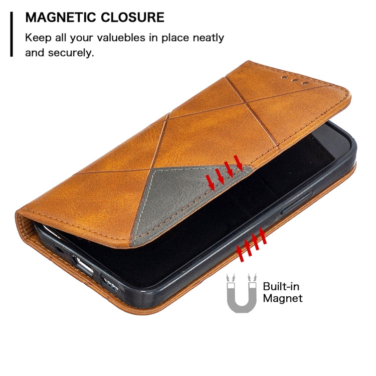 For iPhone 12 mini Rhombus Texture Horizontal Flip Magnetic Leather Case with Holder & Card Slots