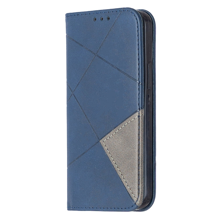For iPhone 12 mini Rhombus Texture Horizontal Flip Magnetic Leather Case with Holder & Card Slots