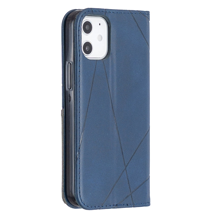 For iPhone 12 mini Rhombus Texture Horizontal Flip Magnetic Leather Case with Holder & Card Slots