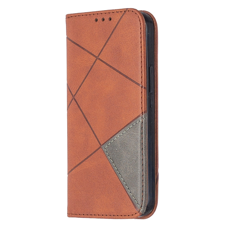 For iPhone 12 mini Rhombus Texture Horizontal Flip Magnetic Leather Case with Holder & Card Slots