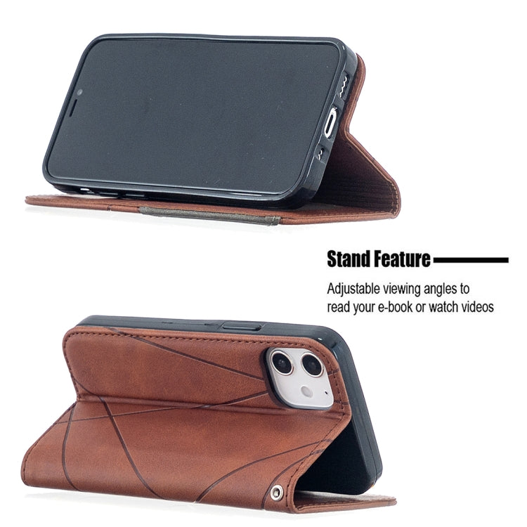 For iPhone 12 mini Rhombus Texture Horizontal Flip Magnetic Leather Case with Holder & Card Slots
