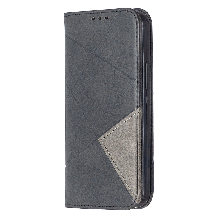 For iPhone 12 mini Rhombus Texture Horizontal Flip Magnetic Leather Case with Holder & Card Slots
