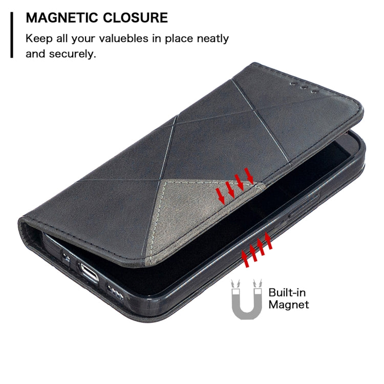 For iPhone 12 mini Rhombus Texture Horizontal Flip Magnetic Leather Case with Holder & Card Slots