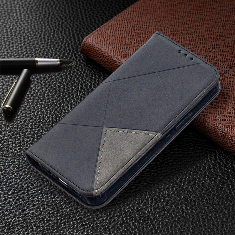 For iPhone 12 mini Rhombus Texture Horizontal Flip Magnetic Leather Case with Holder & Card Slots