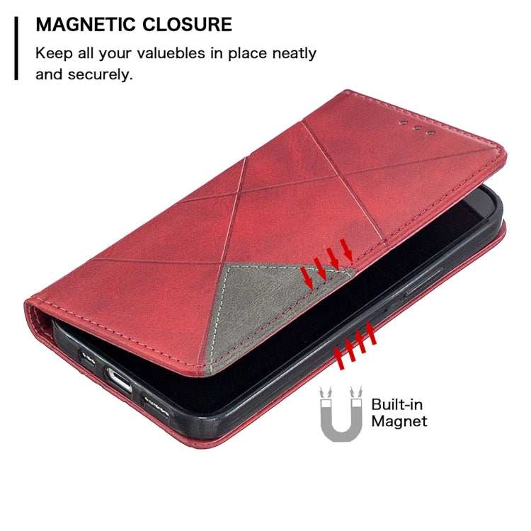For iPhone 12 / 12 Pro Rhombus Texture Horizontal Flip Magnetic Leather Case with Holder & Card Slots