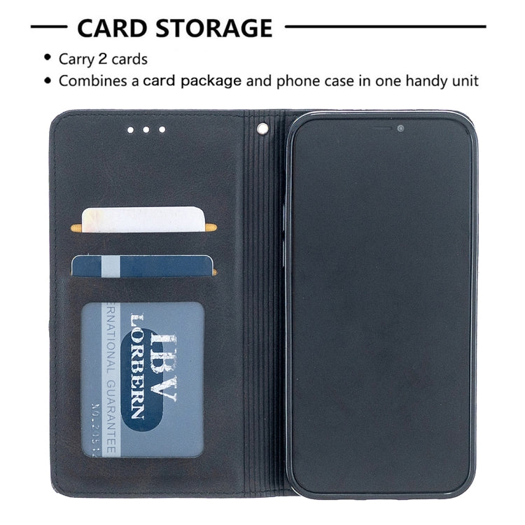 For iPhone 12 / 12 Pro Rhombus Texture Horizontal Flip Magnetic Leather Case with Holder & Card Slots