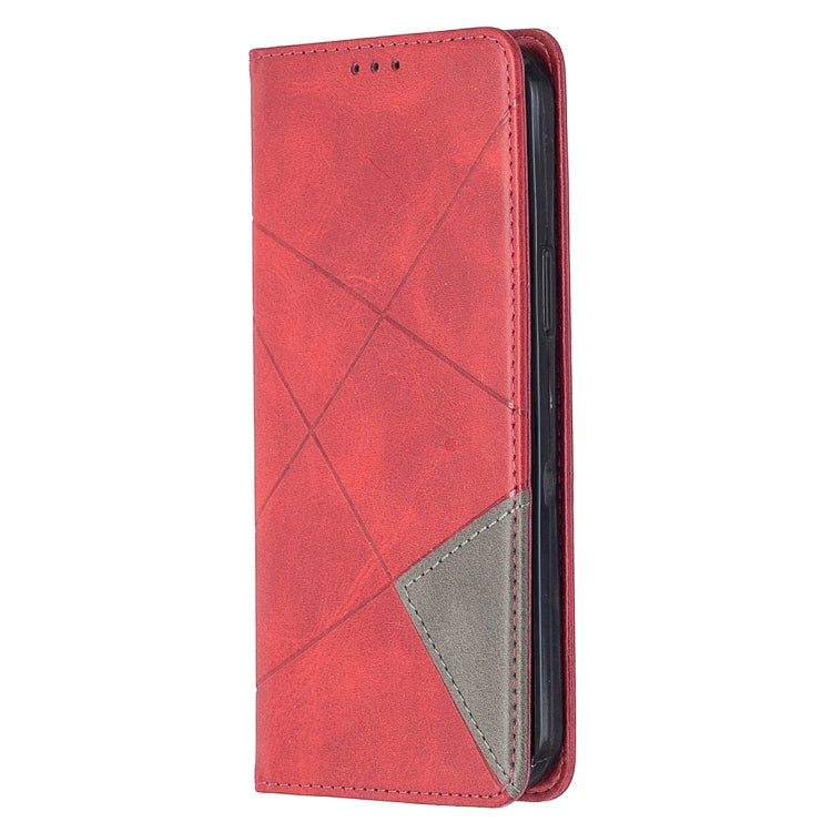For iPhone 12 Pro Max Rhombus Texture Horizontal Flip Magnetic Leather Case with Holder & Card Slots