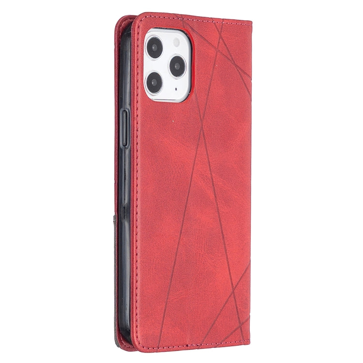 For iPhone 12 Pro Max Rhombus Texture Horizontal Flip Magnetic Leather Case with Holder & Card Slots