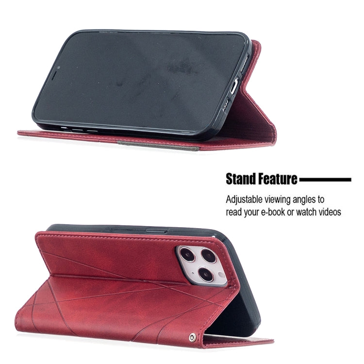 For iPhone 12 Pro Max Rhombus Texture Horizontal Flip Magnetic Leather Case with Holder & Card Slots
