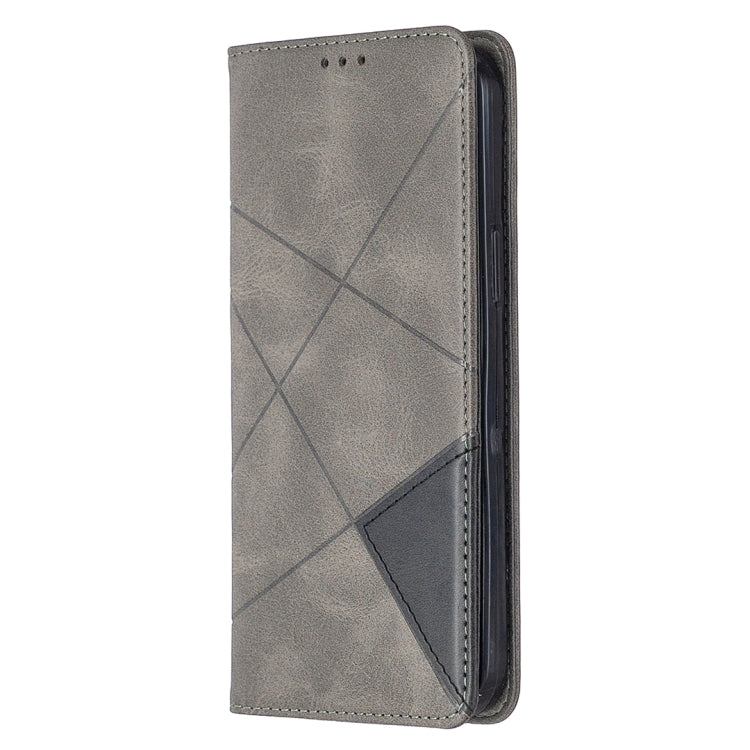 For iPhone 12 Pro Max Rhombus Texture Horizontal Flip Magnetic Leather Case with Holder & Card Slots