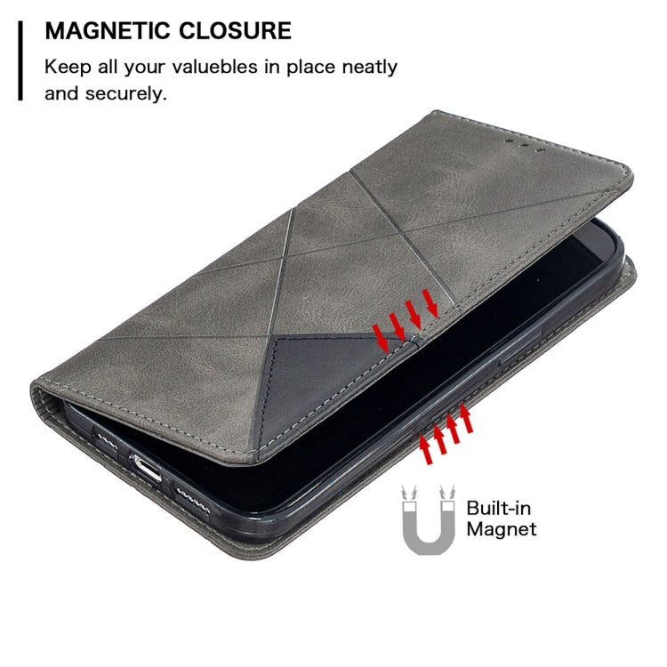 For iPhone 12 Pro Max Rhombus Texture Horizontal Flip Magnetic Leather Case with Holder & Card Slots