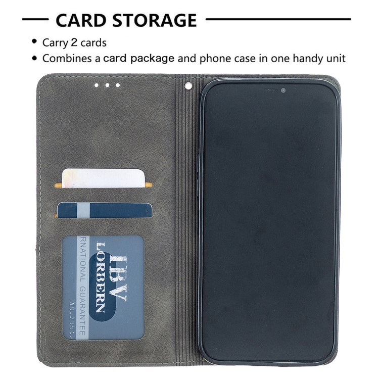 For iPhone 12 Pro Max Rhombus Texture Horizontal Flip Magnetic Leather Case with Holder & Card Slots