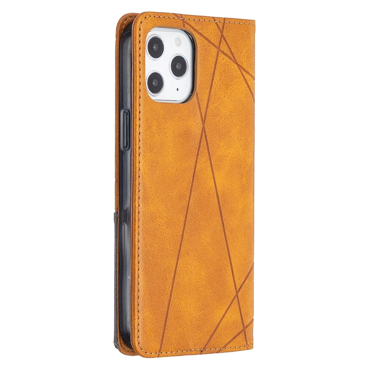 For iPhone 12 Pro Max Rhombus Texture Horizontal Flip Magnetic Leather Case with Holder & Card Slots