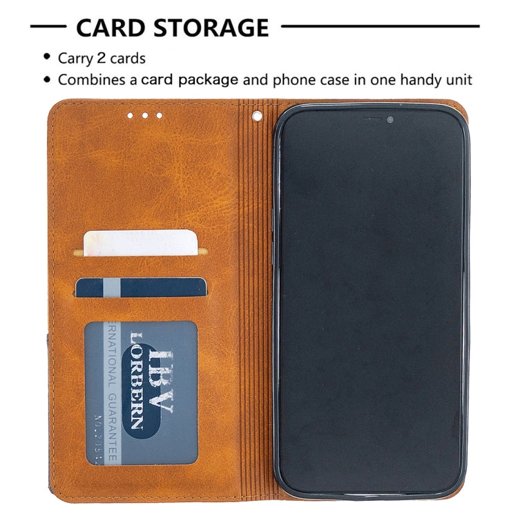 For iPhone 12 Pro Max Rhombus Texture Horizontal Flip Magnetic Leather Case with Holder & Card Slots