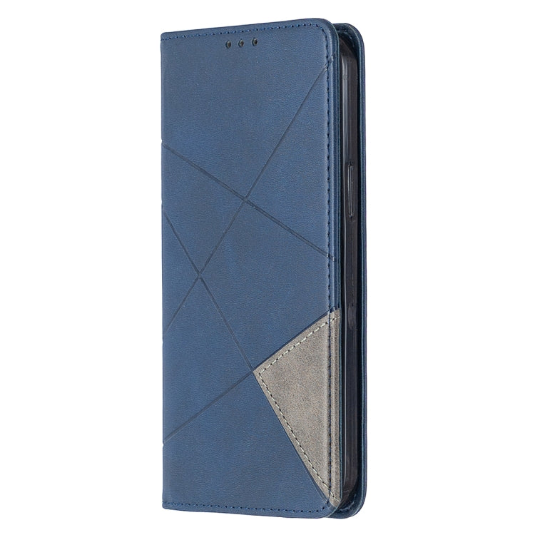 For iPhone 12 Pro Max Rhombus Texture Horizontal Flip Magnetic Leather Case with Holder & Card Slots