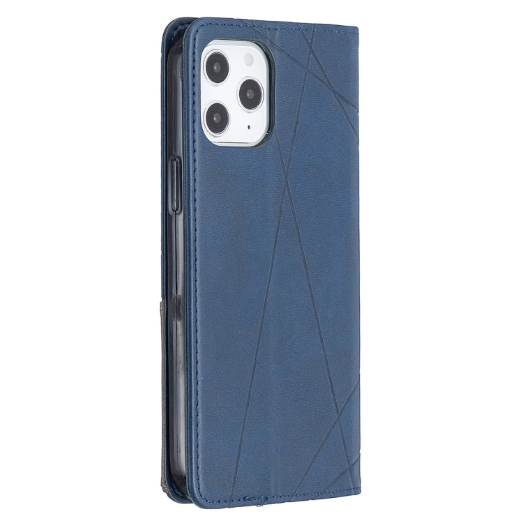 For iPhone 12 Pro Max Rhombus Texture Horizontal Flip Magnetic Leather Case with Holder & Card Slots
