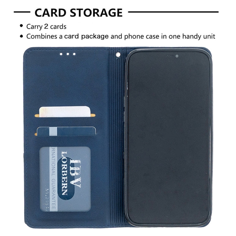 For iPhone 12 Pro Max Rhombus Texture Horizontal Flip Magnetic Leather Case with Holder & Card Slots