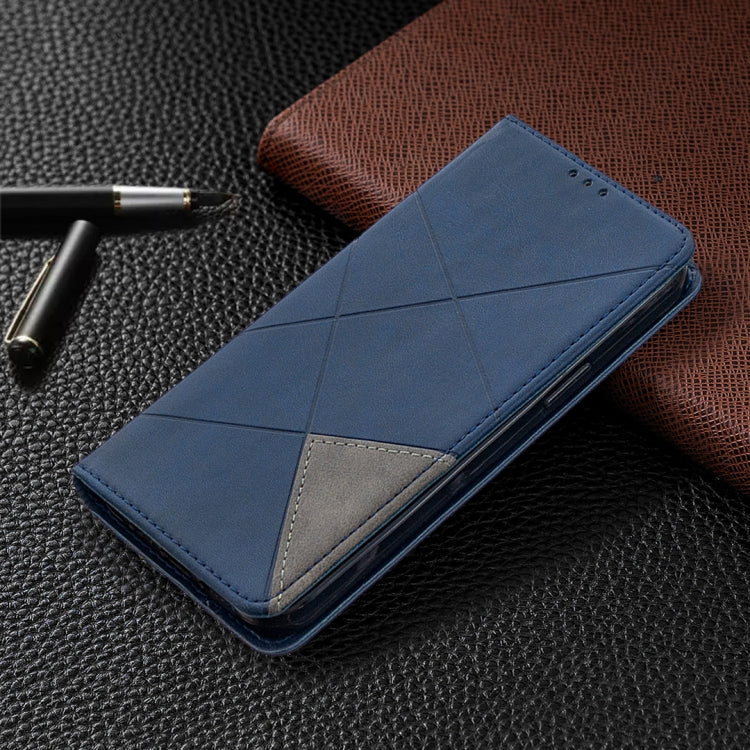 For iPhone 12 Pro Max Rhombus Texture Horizontal Flip Magnetic Leather Case with Holder & Card Slots