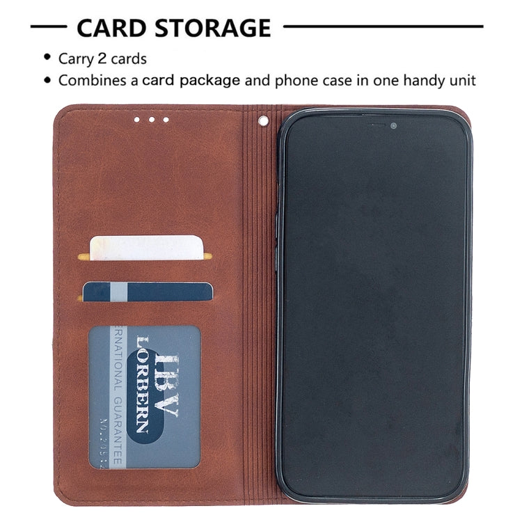 For iPhone 12 Pro Max Rhombus Texture Horizontal Flip Magnetic Leather Case with Holder & Card Slots