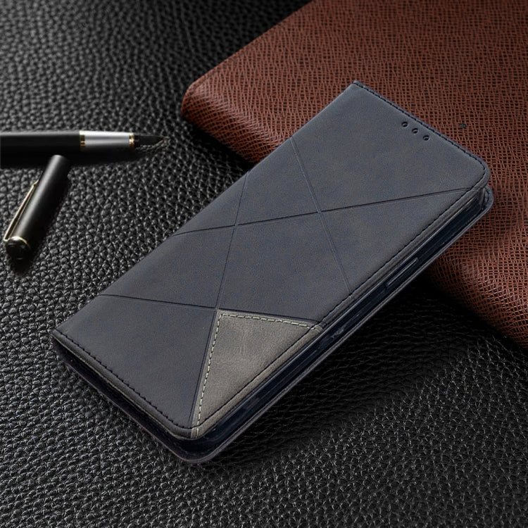For iPhone 12 Pro Max Rhombus Texture Horizontal Flip Magnetic Leather Case with Holder & Card Slots