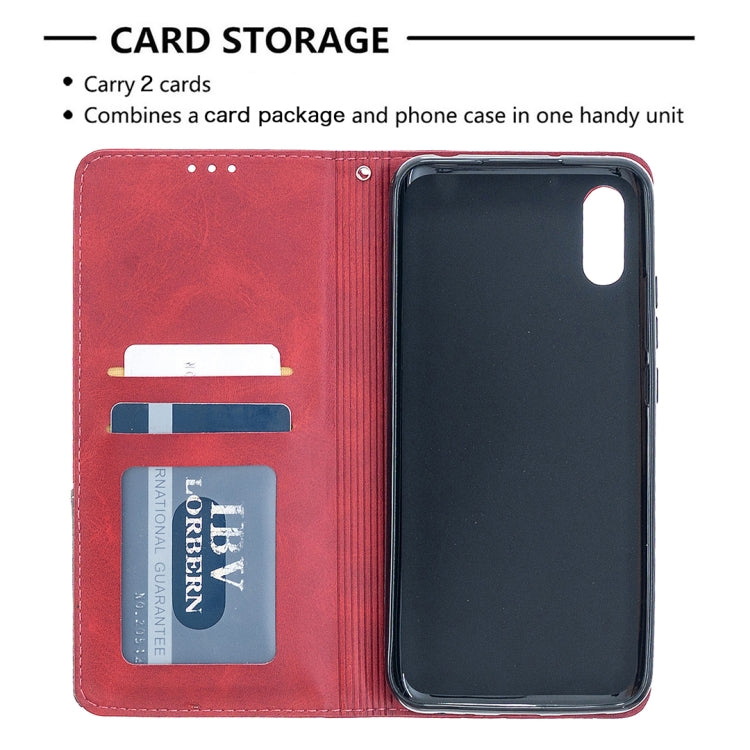 For Xiaomi Redmi 9A Rhombus Texture Horizontal Flip Magnetic Leather Case with Holder & Card Slots