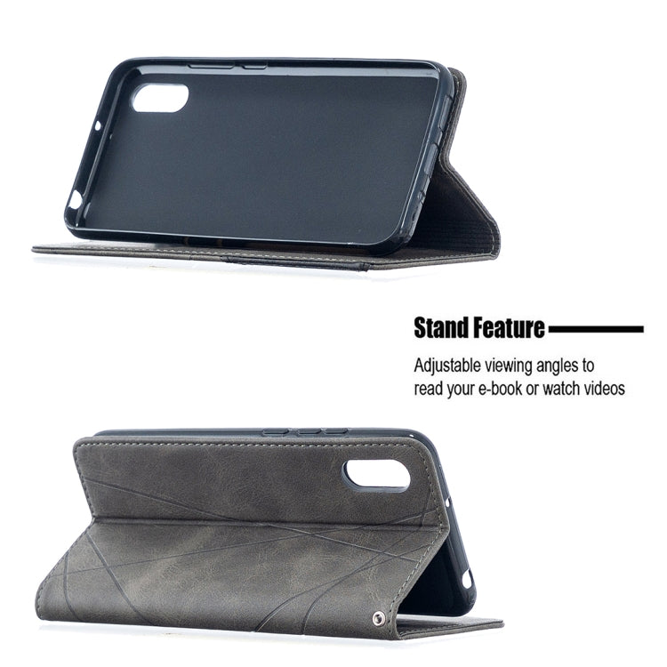 For Xiaomi Redmi 9A Rhombus Texture Horizontal Flip Magnetic Leather Case with Holder & Card Slots