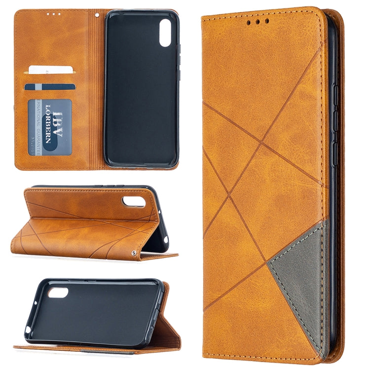 For Xiaomi Redmi 9A Rhombus Texture Horizontal Flip Magnetic Leather Case with Holder & Card Slots