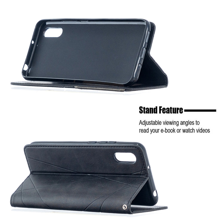 For Xiaomi Redmi 9A Rhombus Texture Horizontal Flip Magnetic Leather Case with Holder & Card Slots