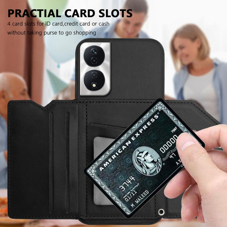 For Honor X7b / Play 8T Skin Feel Four Card Slots Phone Case with Wrist Strap