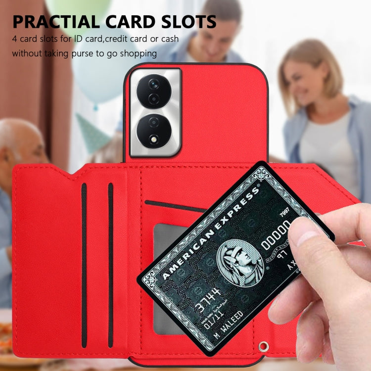 For Honor X7b / Play 8T Skin Feel Four Card Slots Phone Case with Wrist Strap